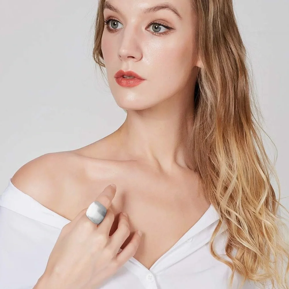 Silver Signet Ring with Matte Finish and Bold Statement Ring Design; New!